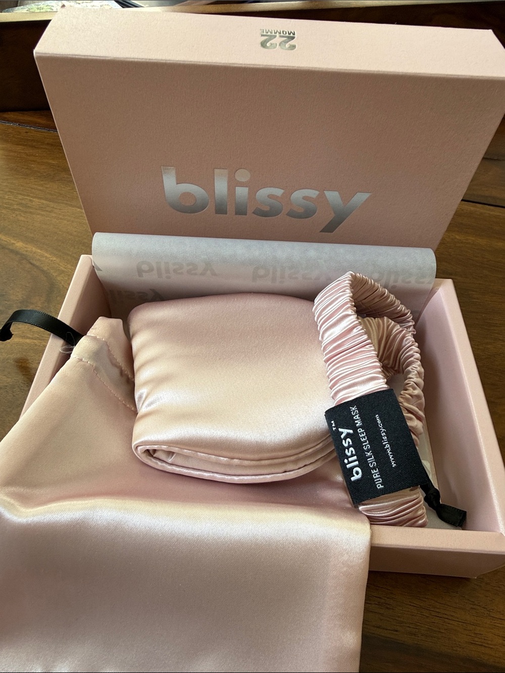 Blissy Satin Sleep Mask in Soft Pink NWT